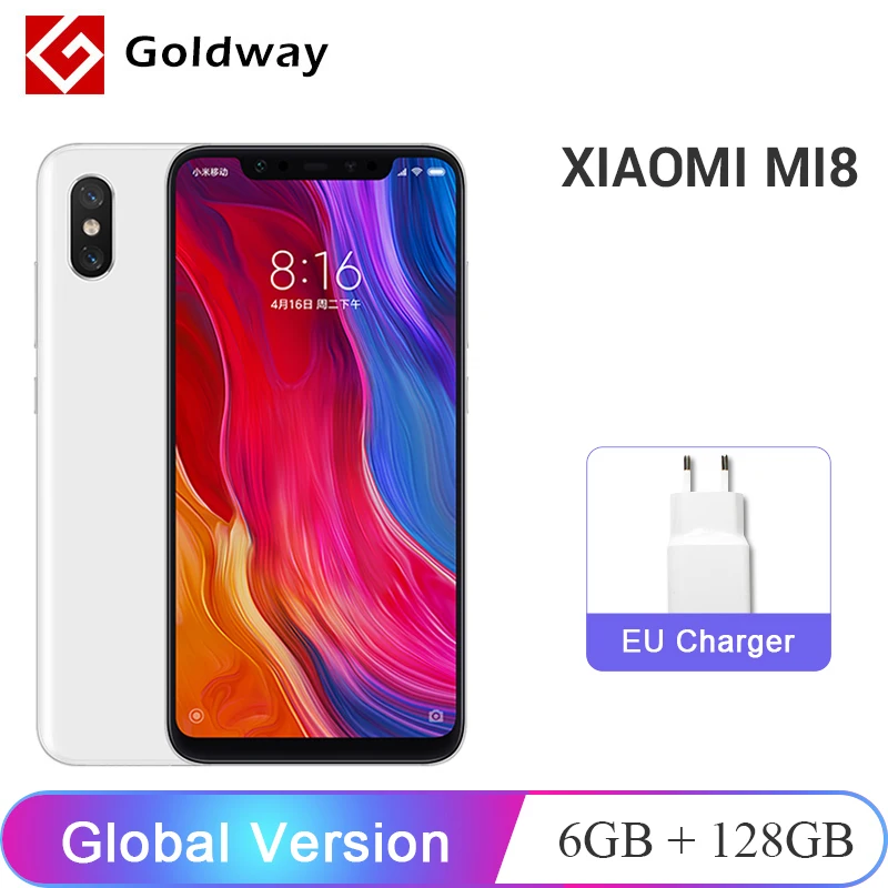 Оригинальная глобальная версия Xiaomi mi 8 6 ГБ 128 Гб Смартфон 21 &quotполный экран Snapdragon