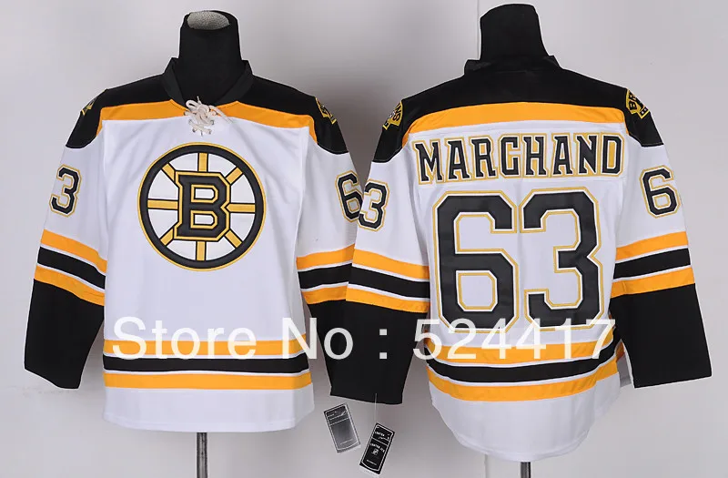 Free shipping Ice Hockey Jersey Men's Boston Bruins #63 Brad Marchand White With 2013 Stanley cup patch | Спорт и развлечения