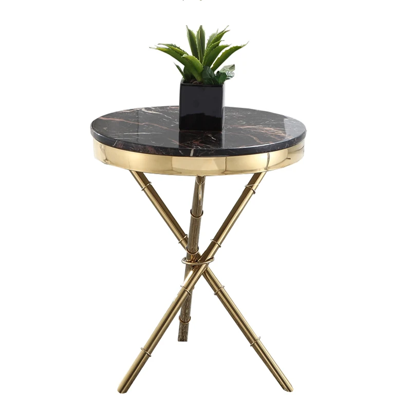 

Golden Corner Gold-Plated Round Coffee Table Stainless Steel Corner Marble Side Table