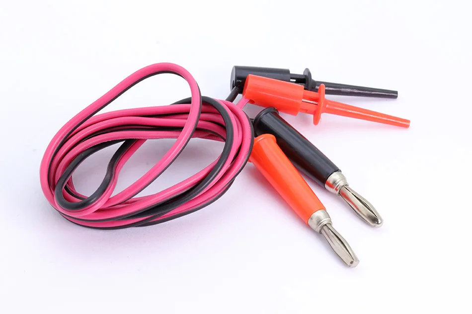 1pc 4mm Banana plug cable to Dual Big Hook Clip Test Probe Cable Leads Alligator clip black&red 1 meter long