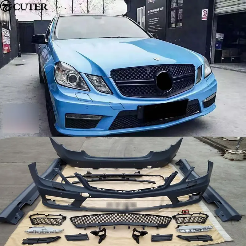 W212 E63 AMG Стиль FRP Неокрашенный передний бампер задний боковые юбки для Mercedes Benz E300