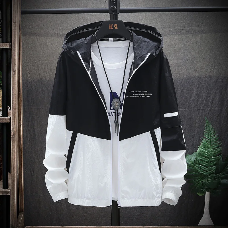 

Summer New Sun Protection Clothing Men's Large Size Loose Thin Section Casual Jacket Men's Hooded UV Protection Beach Jacket