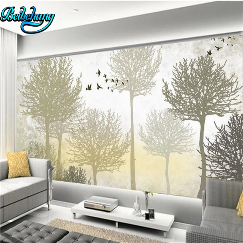 

beibehang Stereo elegance 3D abstract woods bird background wall fresco custom wallpaper mural decoration