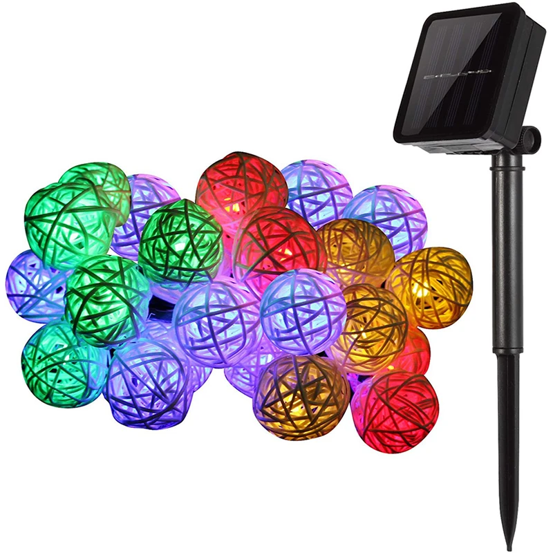 Солнечная Фея Гирлянды 6 м 30LED Глобус Ротанговые шарики гирлянда свет для свадьбы
