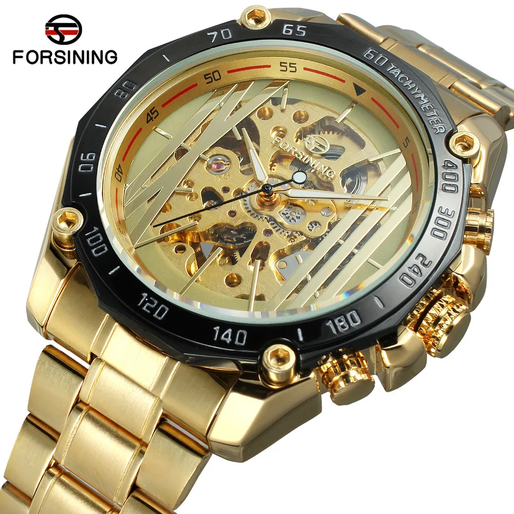 Часы FORSINING Мужские механические автоматические наручные часы-скелетоны с
