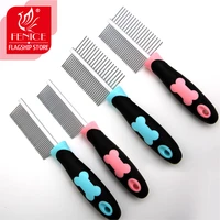 pet massaging grooming comb single row or double row spacing comb anti slip handle rounded teeth
