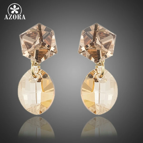 Женские серьги azora золотые капельки с кубиками циркония и австрийскими