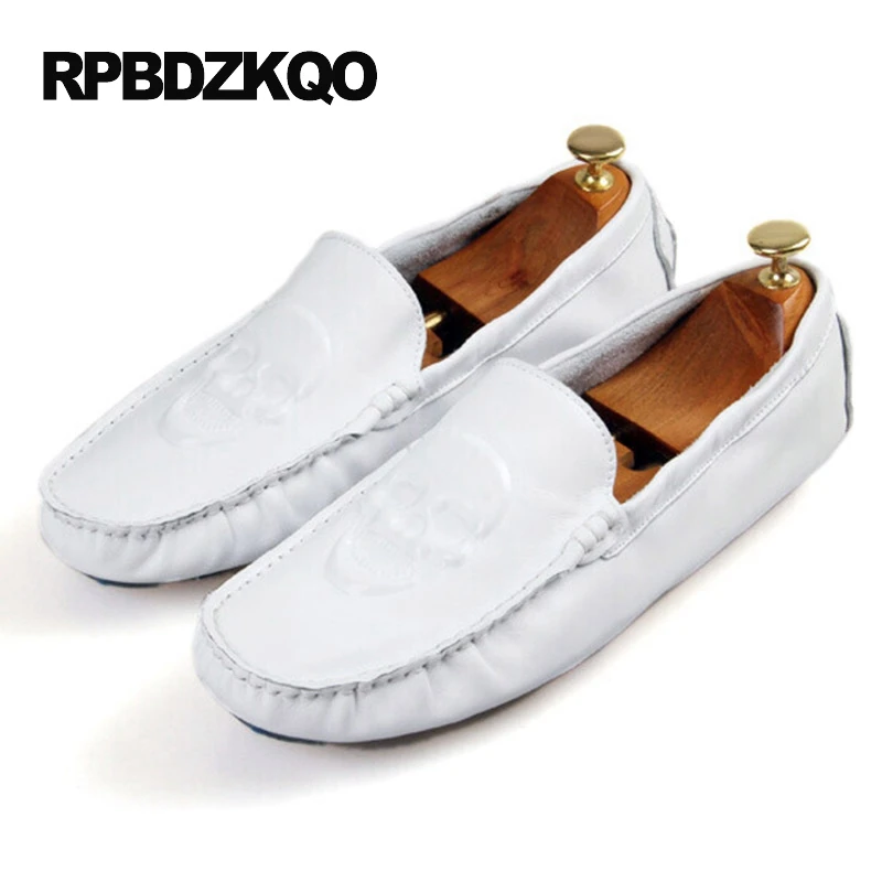 White Spring Driving Blue Chic Slip On 2021 New Men Flats Orange Comfort Moccasins Shoes Green Printed Breathable Skull Loafers | Обувь