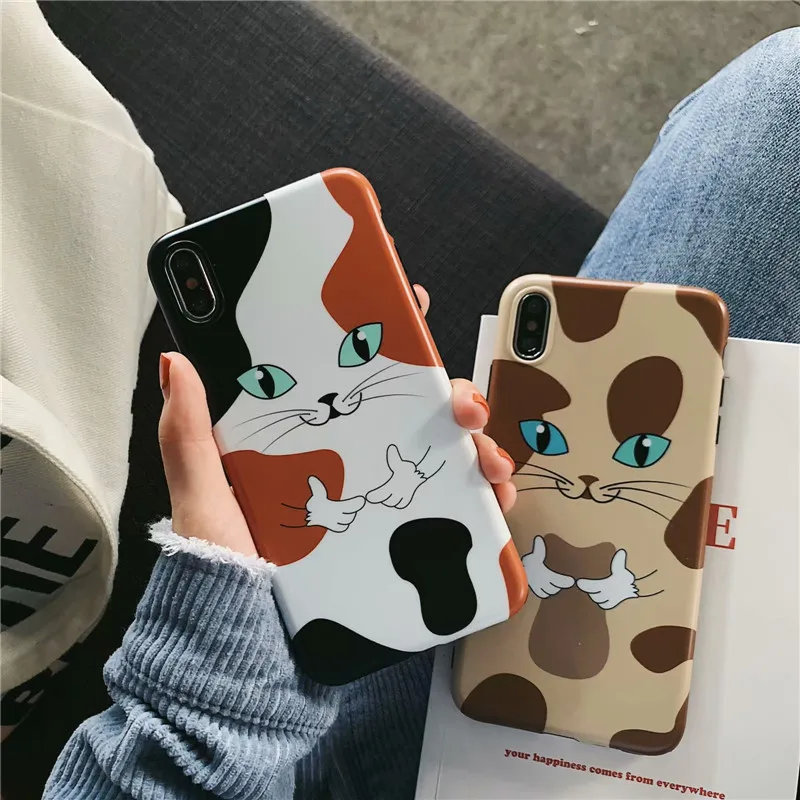 Прекрасный кот шаблон чехол для iPhone X XR XS Max Чехлы 7 8 6 S Plus глянцевый мягкий