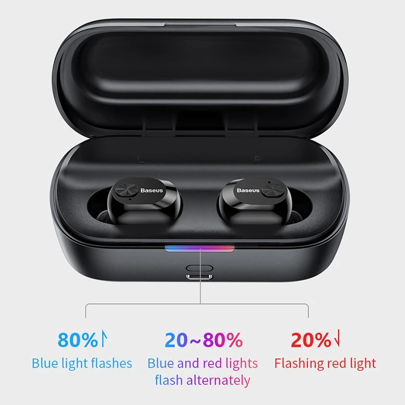 Baseus Bluetooth наушники 5 0 беспроводные стерео Бас W01 TWS Беспроводные с микрофоном для