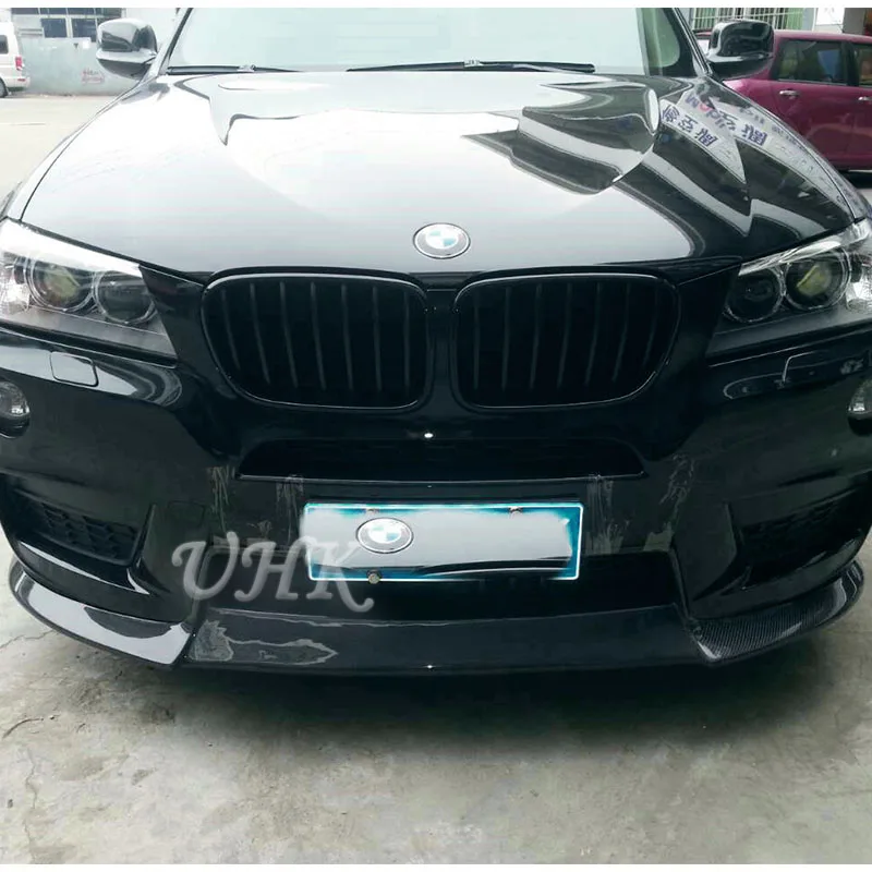 UHK для BMW аксессуары X3 углеродного волокна спортивный передний бампер спойлер