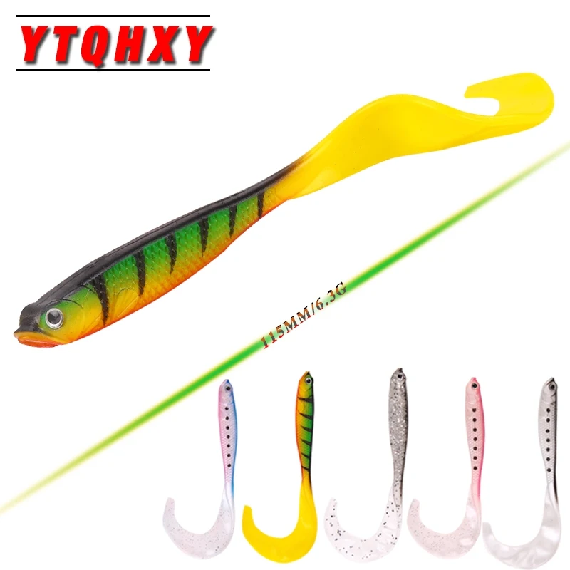 YTQHXY 4pcs/lot 115mm 6.3g Soft Bait Belly Chest Open Fork Tail Simulation Minnow Fishing Lure Swimbait Shaped YE-163 | Спорт и