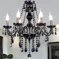 modern black crystal chandelier light for living room bedroom indoor lamp crystal lustres de teto led ceiling chandelier fixture