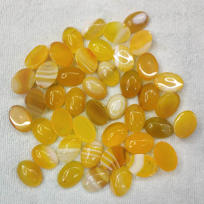 Овальный Кабошон из натурального оникса в желтую полоску 13 х18 мм|Бусины| |