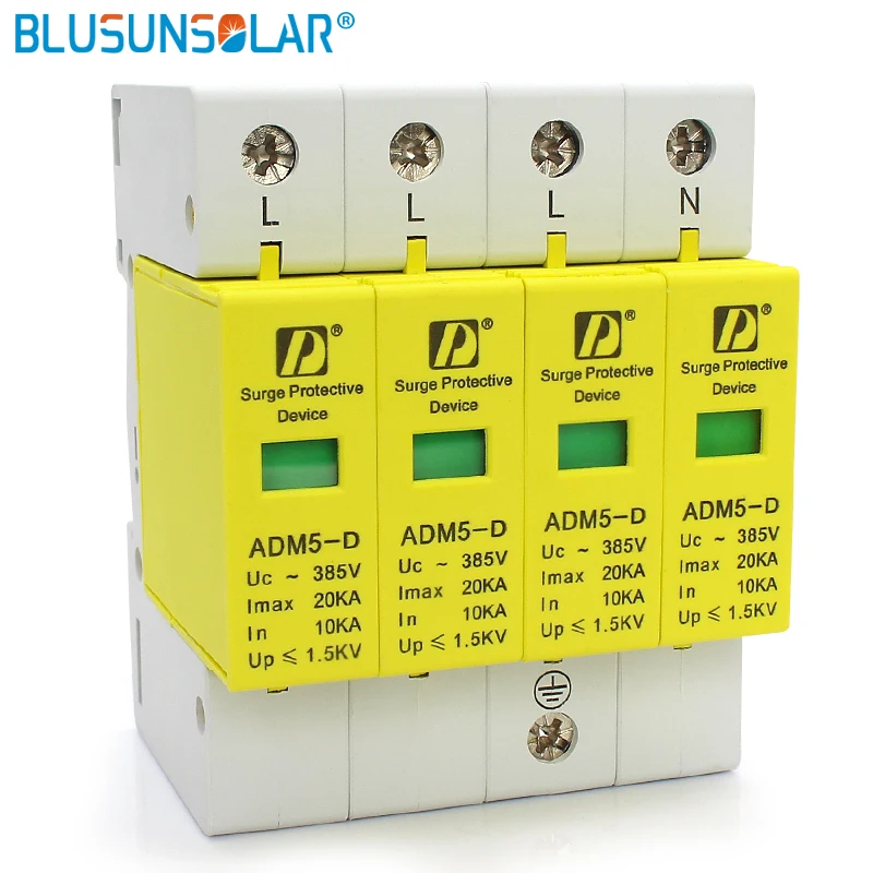 BULSUNSOLARHigh качество SPD 4P 20KA 110V 220V 380V AC din-рейка анти-молнии напряжение устройство