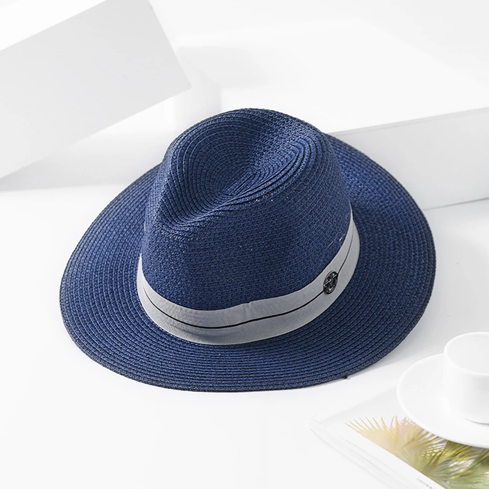 Adjustable Sun Protection Fashion Simple All-Match Outdoor Women Hats Casual Panama Straw Flat Brim Beach Jazz Cap Summer | Аксессуары