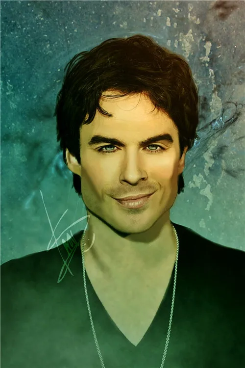 Горячая Распродажа Ian Somerhalder Дневники вампира плакат на холсте из ткани Декор для