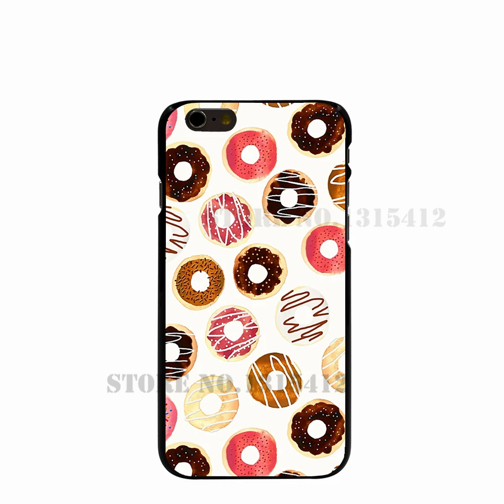 11279 Пончики coloful Жесткий черная Крышка сотовый телефон Случае для iPhone 4 4S 5 5S SE 5C 6 S