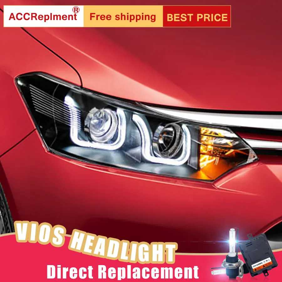2 шт. светодиодный фары для Toyota Vios 2013-2016 Автомобильные ангельские глазки комплект