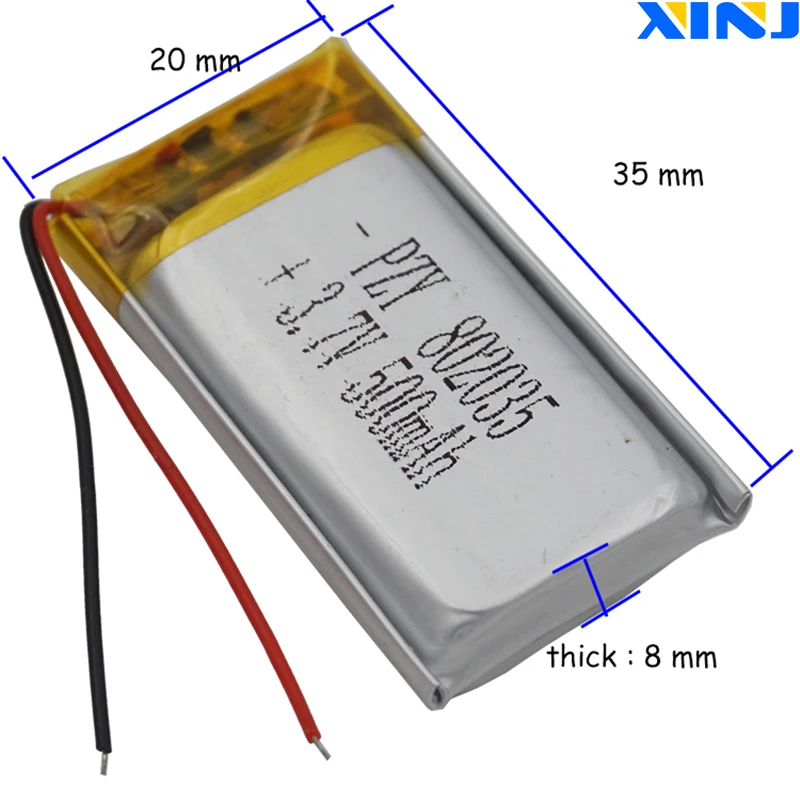 XINJ 3 7 V 500mAh полимерный LiPo аккумулятор 802035 для измерительного прибора GPS