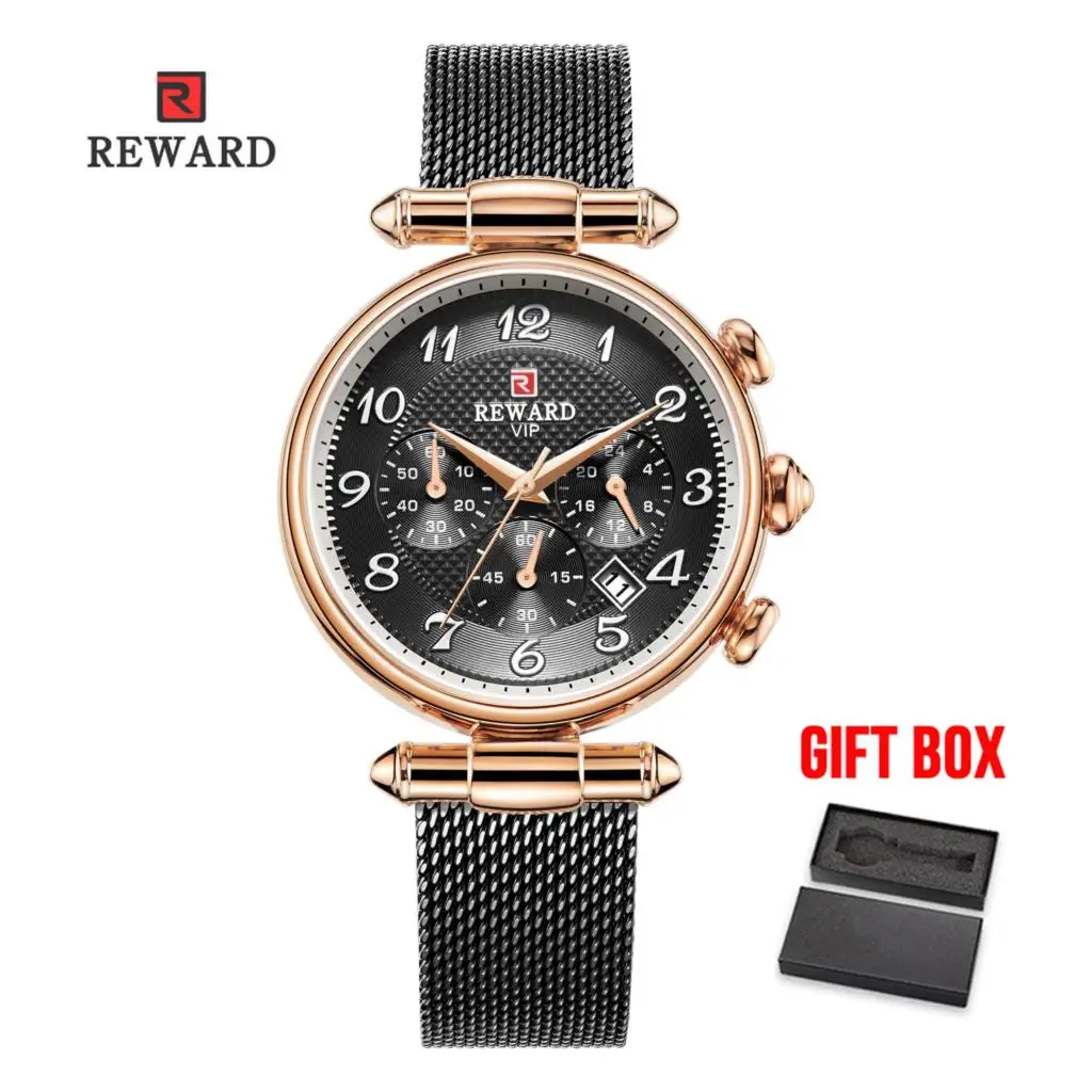 black w box Брендовые женские модные золотые функциональные кварцевые часы, водонепроницаемые повседневные ЖЕНСКИЕ НАРЯДНЫЕ часы, женские часы, Relogio Feminino - Цвет: black w box