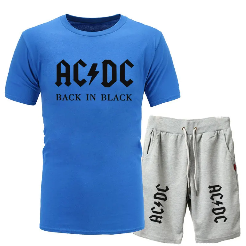Новая брендовая одежда, AC/DC, Мужская футболка, Swag, футболка, хлопок, Мужская футболка и шорты, Homme, для фитнеса, Camisetas, хип-хоп, футболка, 2 предмета