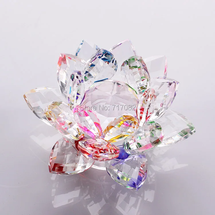 

8.5CM Quartz Crystal Glass Lotus Flower Crafts Feng Shui Crystals miniaturas For Home Wedding Decoration accessories Souvenirs