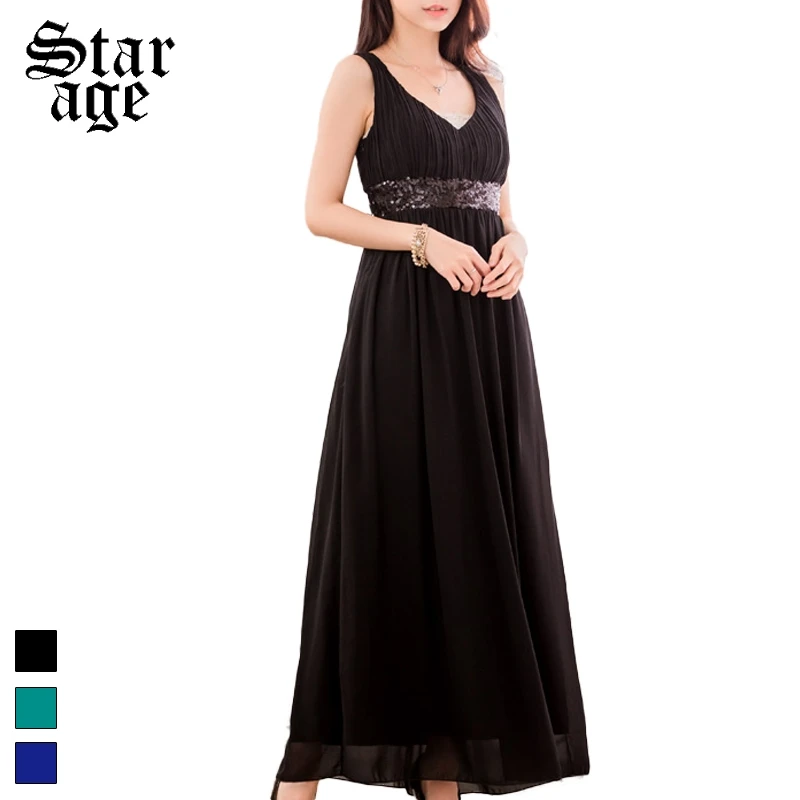 Женское длинное вечернее платье с блестками и V-образным вырезом | Женская одежда