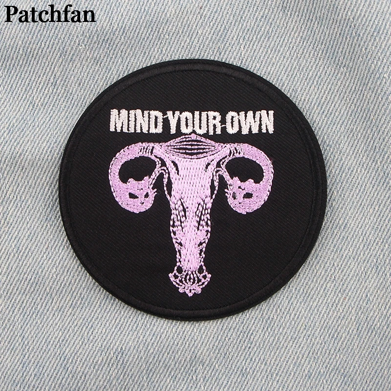 Patchfan Feminist uterus имейте в виду свой собственный DIY Вышивка для аппликации, шитья утюгом на одежде Рюкзак украшения наклейки значки A2229