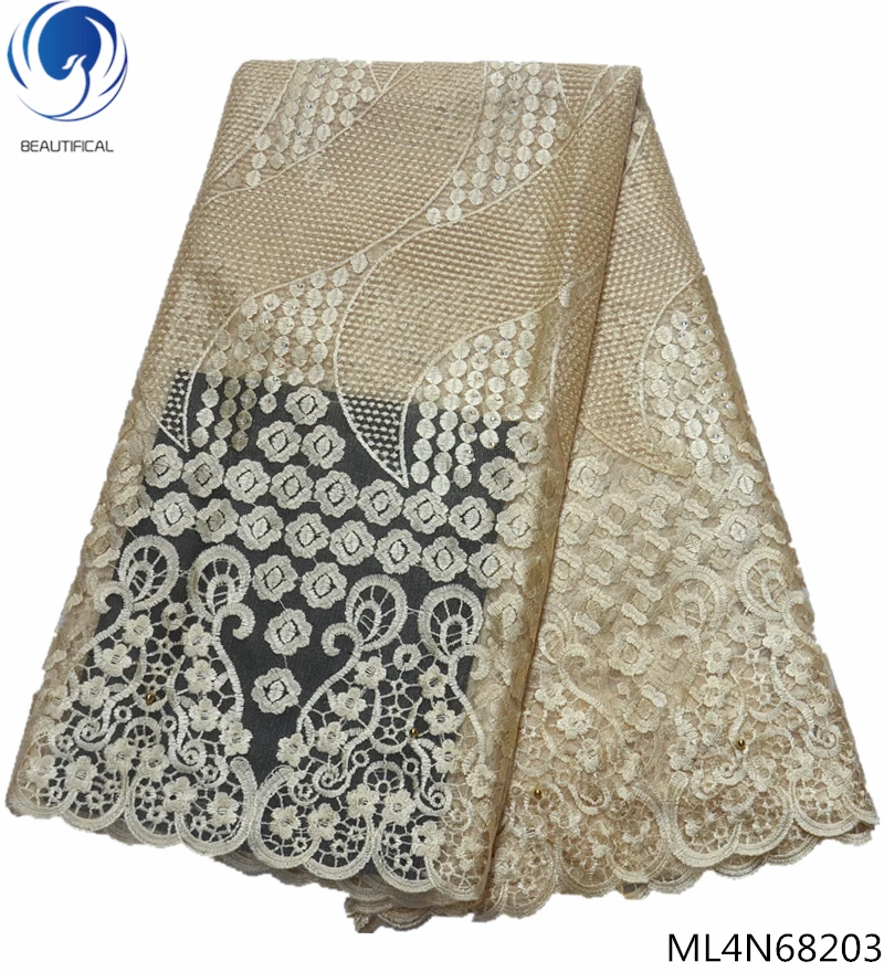 

BEAUTIFICAL 2019 New flower lace stones latest tulle lace fabrics dubai mesh laces wedding fabric high quality ML4N682
