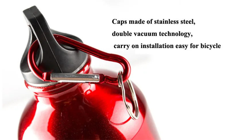 Портативная бутылка для воды велосипеда из алюминиевого сплава 750 мл с карабином
