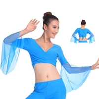 2018 hot popular sexy women chiffon lake blue belly dance tops dancing costume dress on sale