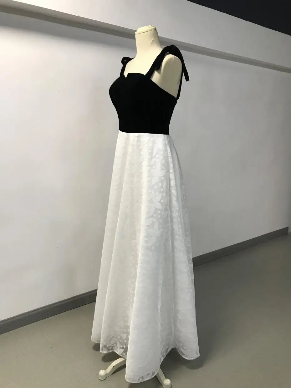 New White And Black Long Prom Dresses 2018 Sweetheart Bow Sash Floor Length Tulle Party Dress Evening Gowns | Свадьбы и торжества