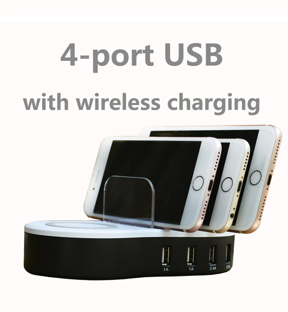 Новинка 2018 зарядное устройство USB с несколькими портами Беспроводная зарядка для