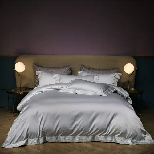 bedding set 3 Серый 1000TC Египетский хлопок, Королевский размер, Комплект постельного белья, роскошная вышивка, постельное белье, простыня, простыня, пододеяльник - Цвет: bedding set 3