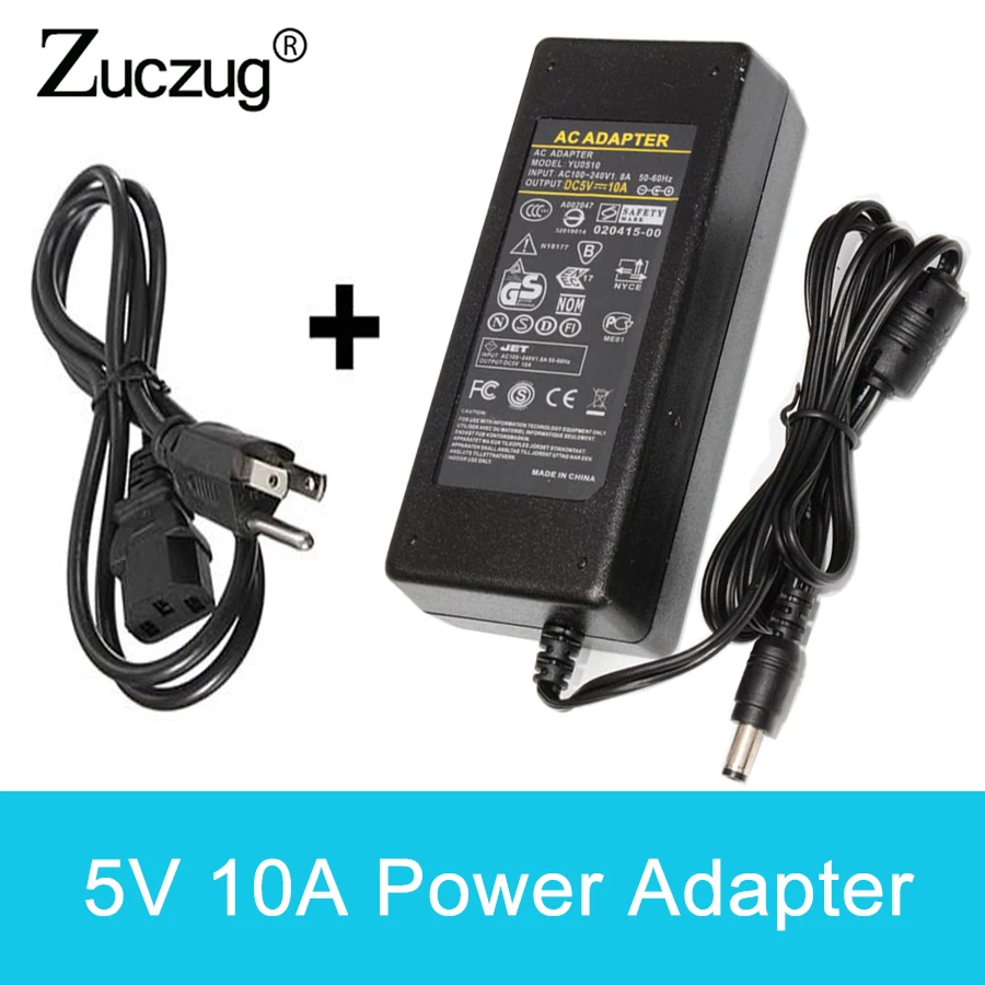 100 240 В AC к DC 5 10A адаптеры питания импульсный зарядное устройство США ЕС Plug 50 Вт мм x