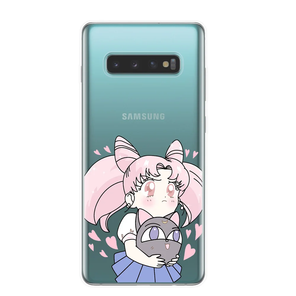 Чехол для Samsung Galaxy S10E S6 S7 Edge S8 S9 S10 Plus Lite 5G Note 8 9 M10 M20 M30 Kawaii Sailor Moon | Мобильные телефоны