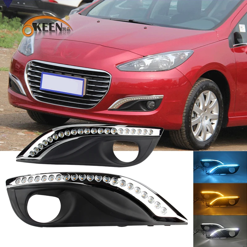 OKEEN 2 шт. 12V дневной светильник для Peugeot 308 2012 2013 2014 дневные ходовые огни белый