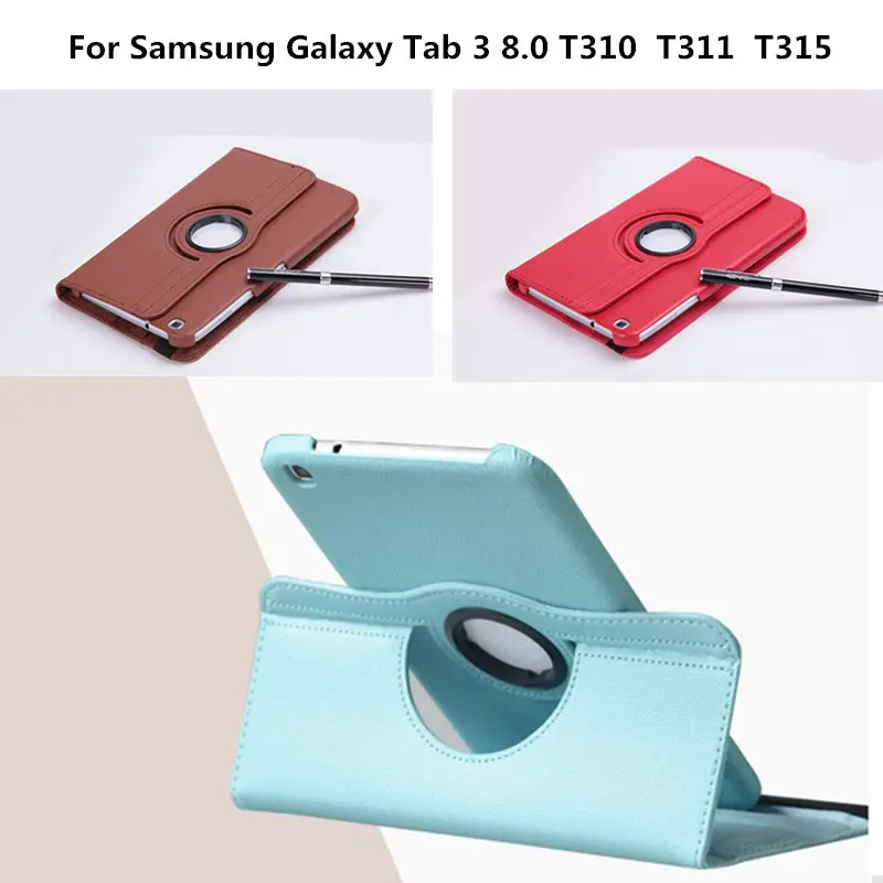 SM T310 T311 sm t315 PU кожаный чехол 360 градусов вращающийся стенд для Samsung Galaxy Tab 3 8.0 дюймов