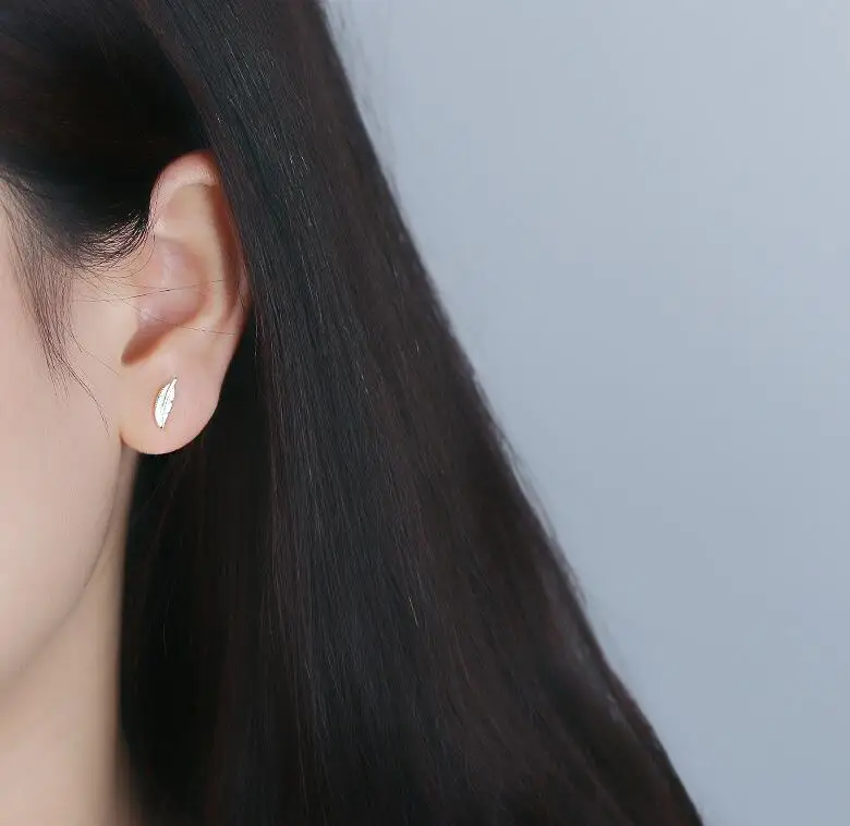 Jisensp модные серьги Kpop перо для женщин маленький лист гвоздики свадебный подарок