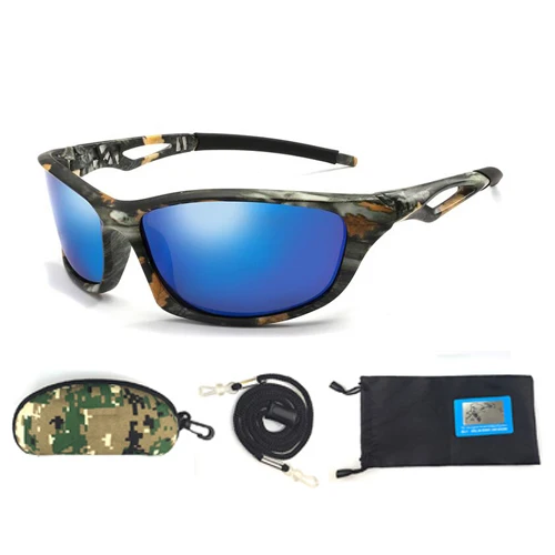 blue with box Очки для рыбалки, поляризованные линзы, солнцезащитные очки для мужчин, день и ночь, для езды на велосипеде, для вождения автомобиля, мужские винтажные очки с ночным видением, для охоты, спорта, солнцезащитные очки - Цвет: blue with box