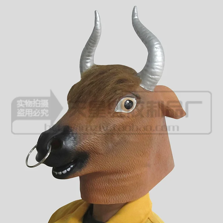Hot Halloween Party Cosplay Novelty Bull Cow Head Masks Latex Mask Animal Costume Props for Women Men Kids Funny | Дом и сад