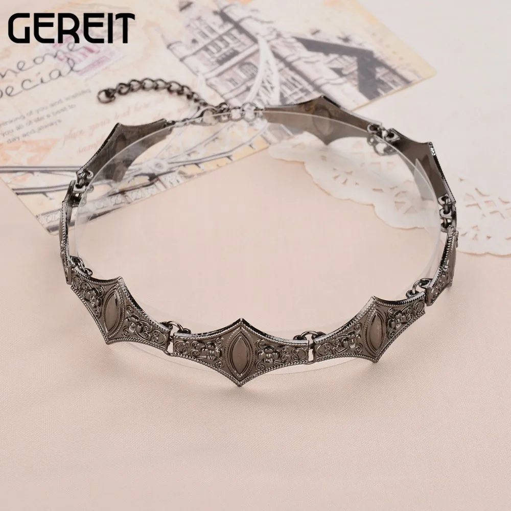 GEREIT винтажные серебряные золотые черные резные Цветочные Ретро Металлические