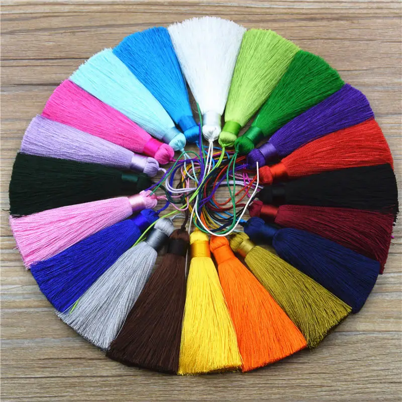 

8cm Length Rayon Tassel Earrings Charms DIY Chinese Knot Polyester Silk Tassels for Jewelry Making Car Bag Keychain Decoration