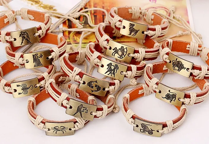 Гороскоп много 12 шт. Бесплатная доставка Регулируемая унисекс браслет подарки Fine