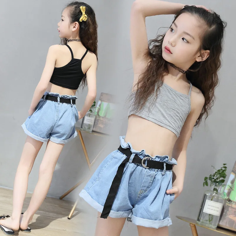 Черный серый топ майка для девочек спортивный жилет одежда на лето и весну 2018