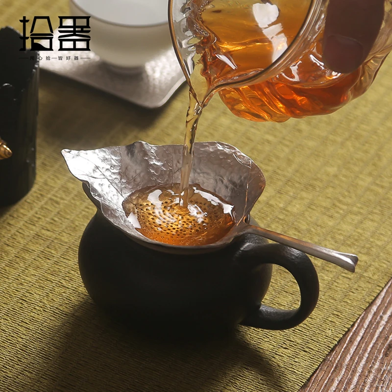 2017 ручной работы Олово Чай заварки горшок дуршлаг комплект Кофе Percolator Leaf специй