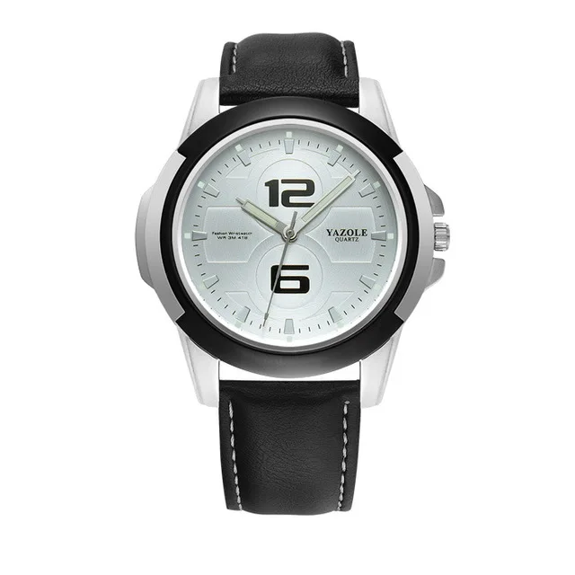 black white Топ бренд yazole новые кварцевые часы Роскошные мужские повседневные модные часы светящиеся водонепроницаемые мужские часы с большим циферблатом 418 - Цвет: black white