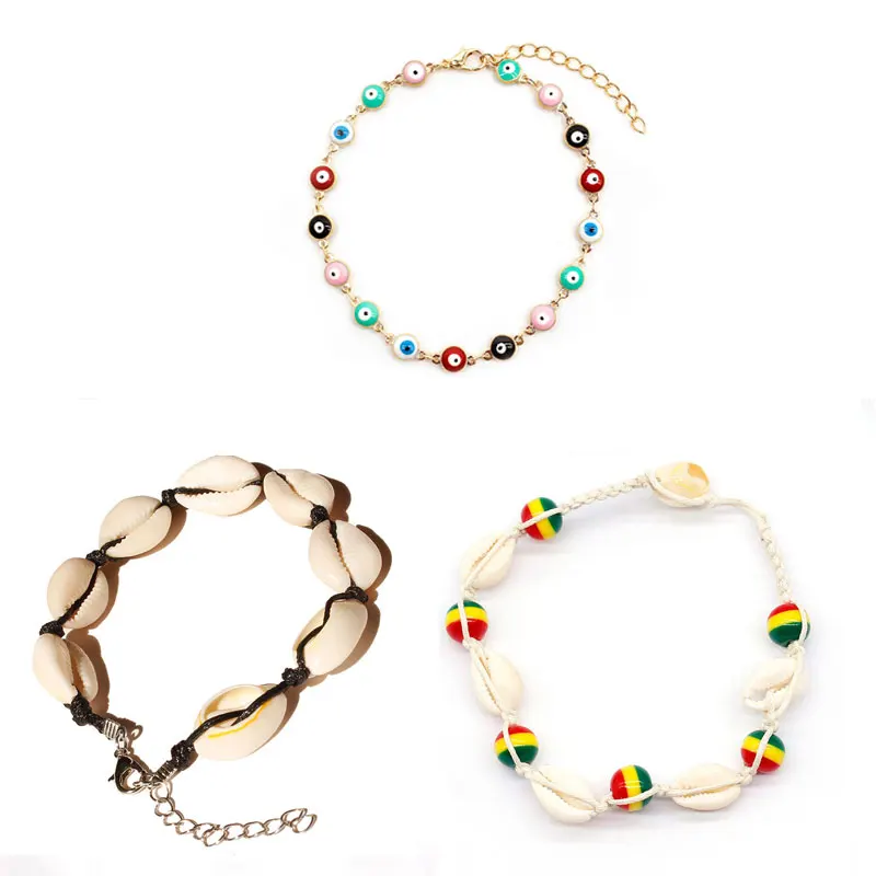 3 шт./лот лето бохо золотые пляжные ножные браслеты аксессуары для браслетов