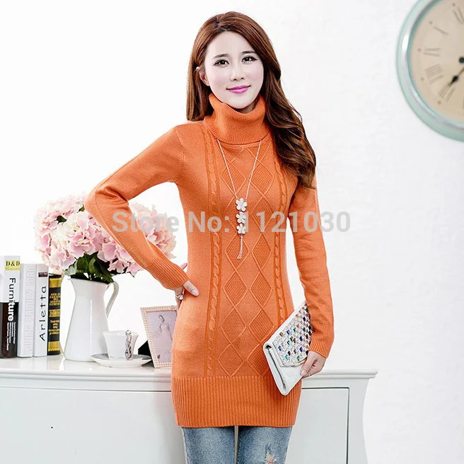 

New Winter Women Casual Long Sleeve Knitted Turtleneck Pullover 2018 Women Fashion Autumn Crochet Sweaters